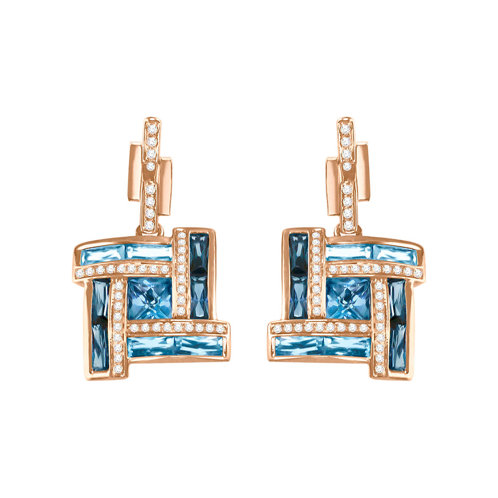 BELLARRI Galaxy of Love - Earrings (Rose Gold / Diamonds / Blue Topaz)