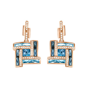 BELLARRI Galaxy of Love - Earrings (Rose Gold / Diamonds / Blue Topaz)