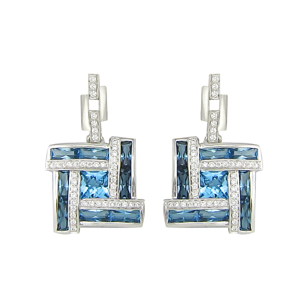 BELLARRI Galaxy of Love - Earrings (White Gold / Diamonds / Blue Topaz)