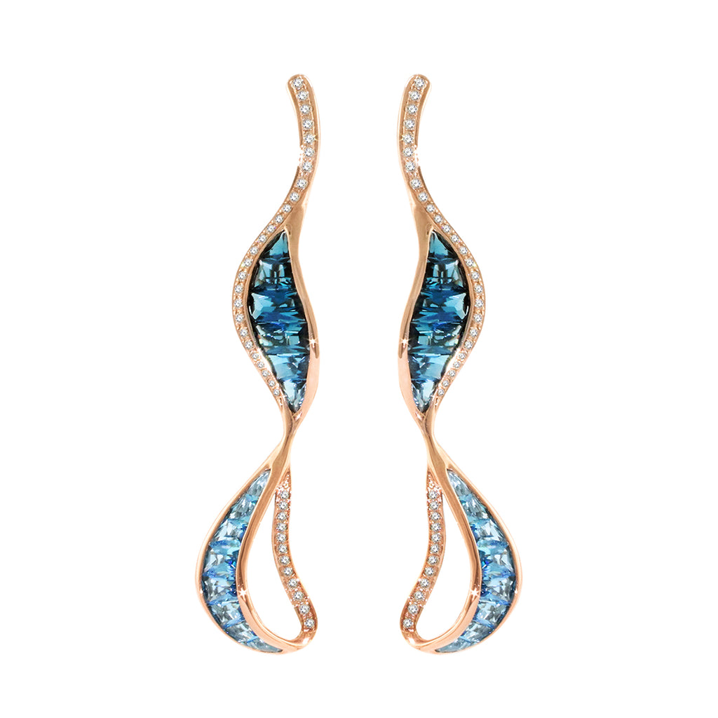 BELLARRI Capri Blue Topaz Earrings (rose gold)