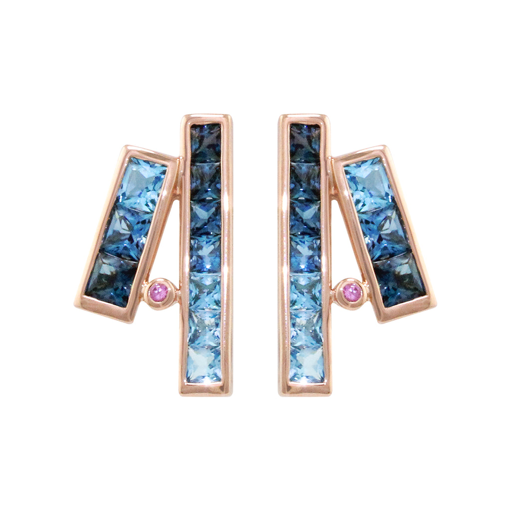 BELLARRI Eternal Love Stiletto - Rose Gold / Blue Topaz - Earrings