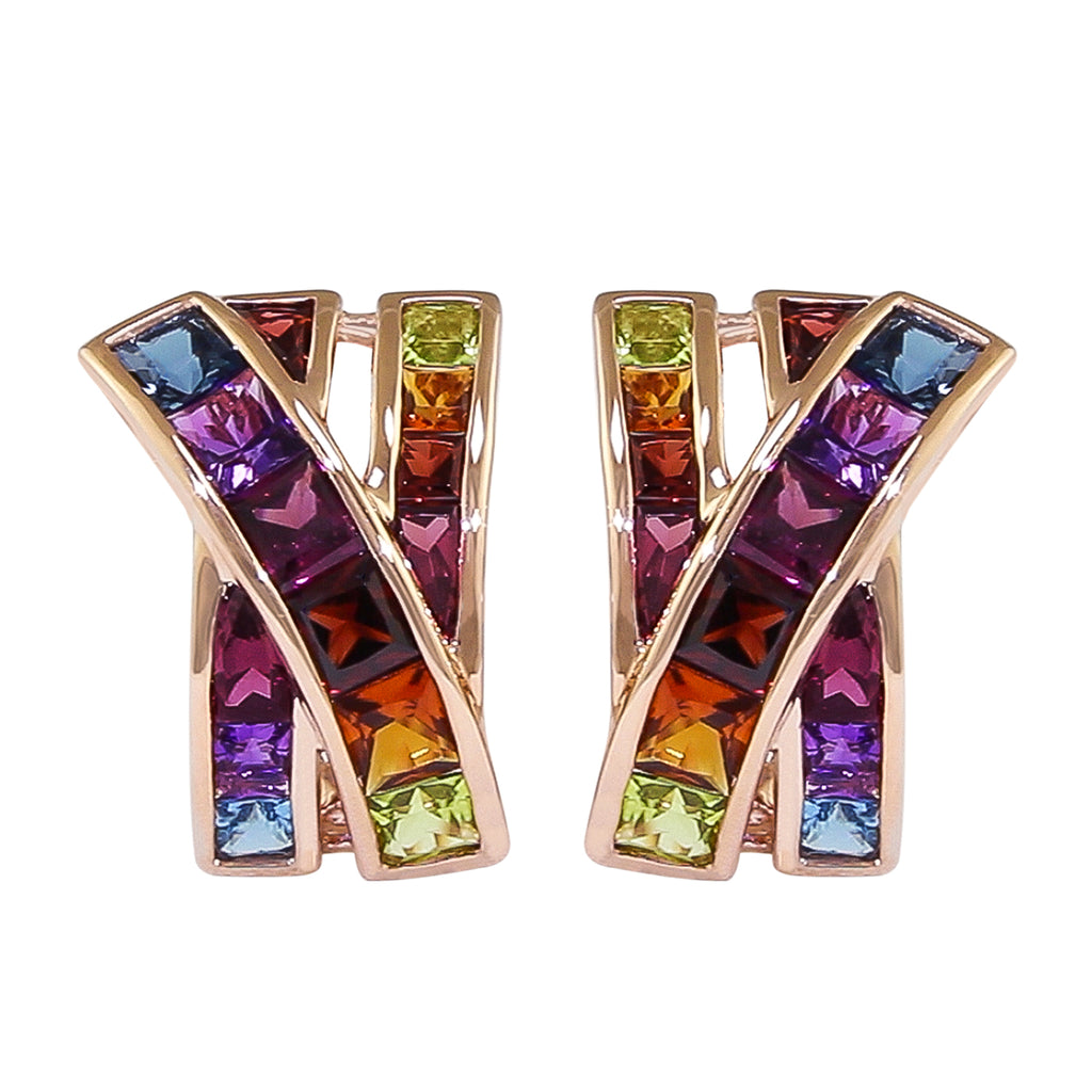 BELLARRI Eternal Love Earrings - Rose Gold / Multi Color Gemstone