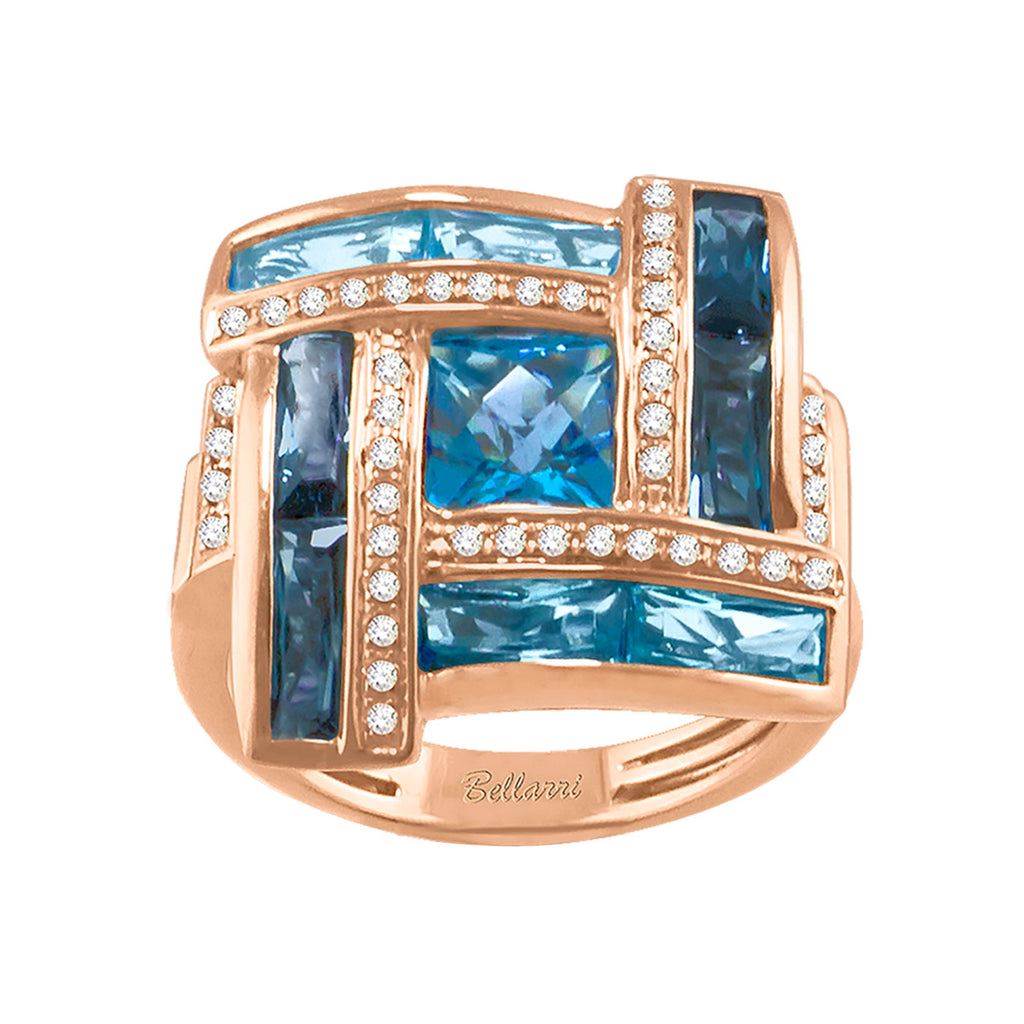 BELLARRI Galaxy of Love - Ring (Rose Gold / Diamonds / Blue Topaz)
