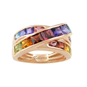 BELLARRI Eternal Love - Rose Gold / genuine Multi Color Gemstone Ring