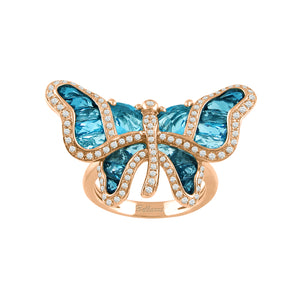 BELLARRI Madame Butterfly - Ring (Blue Topaz / Diamonds/ Rose Gold)
