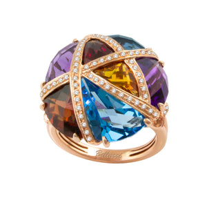 BELLARRI Fresco Ring - 14kt Rose Gold, Diamonds, Multi Color Gemstones