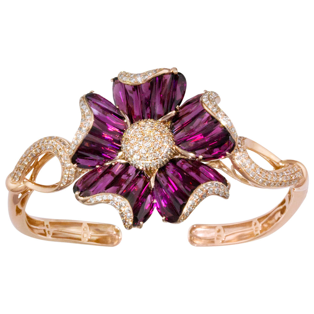 BELLARRI Mademoiselle - Bangle (Rose Gold with Rhodolite Gemstones and Diamonds)