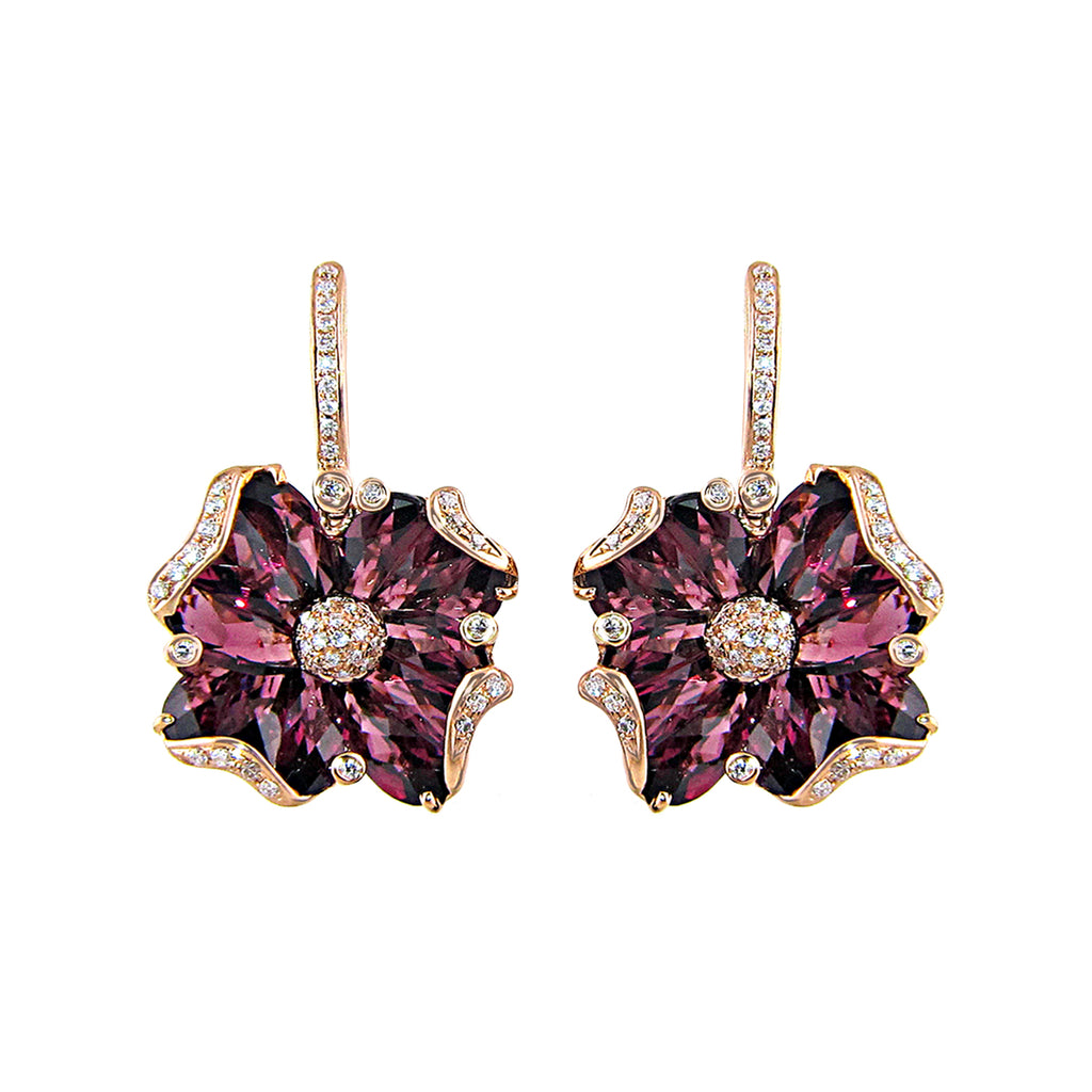BELLARRI Mademoiselle - Earrings (Rose Gold with Rhodolite Gemstones)