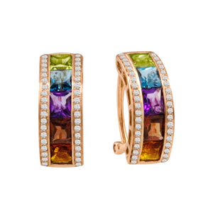BELLARRI Eternal Love - Rose Gold / Multi Colore Gemstone - Earrings