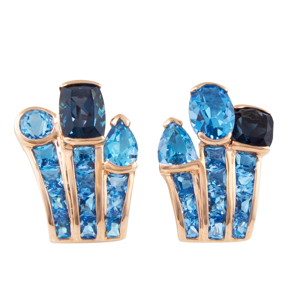 BELLARRI Capri Nouveau Earrings - 14kt Rose Gold, Blue Topaz