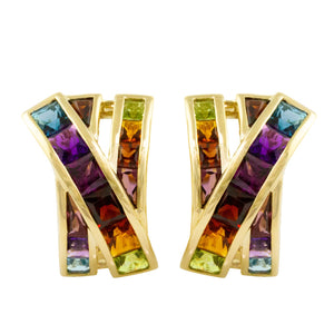 BELLARRI Eternal Love - Earrings (Yellow Gold / genuine Multi Color Gemstone)