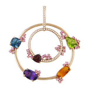 BELLARRI Lily Enhancer / Pendant - 14kt Rose Gold, Multi Color Gemstones