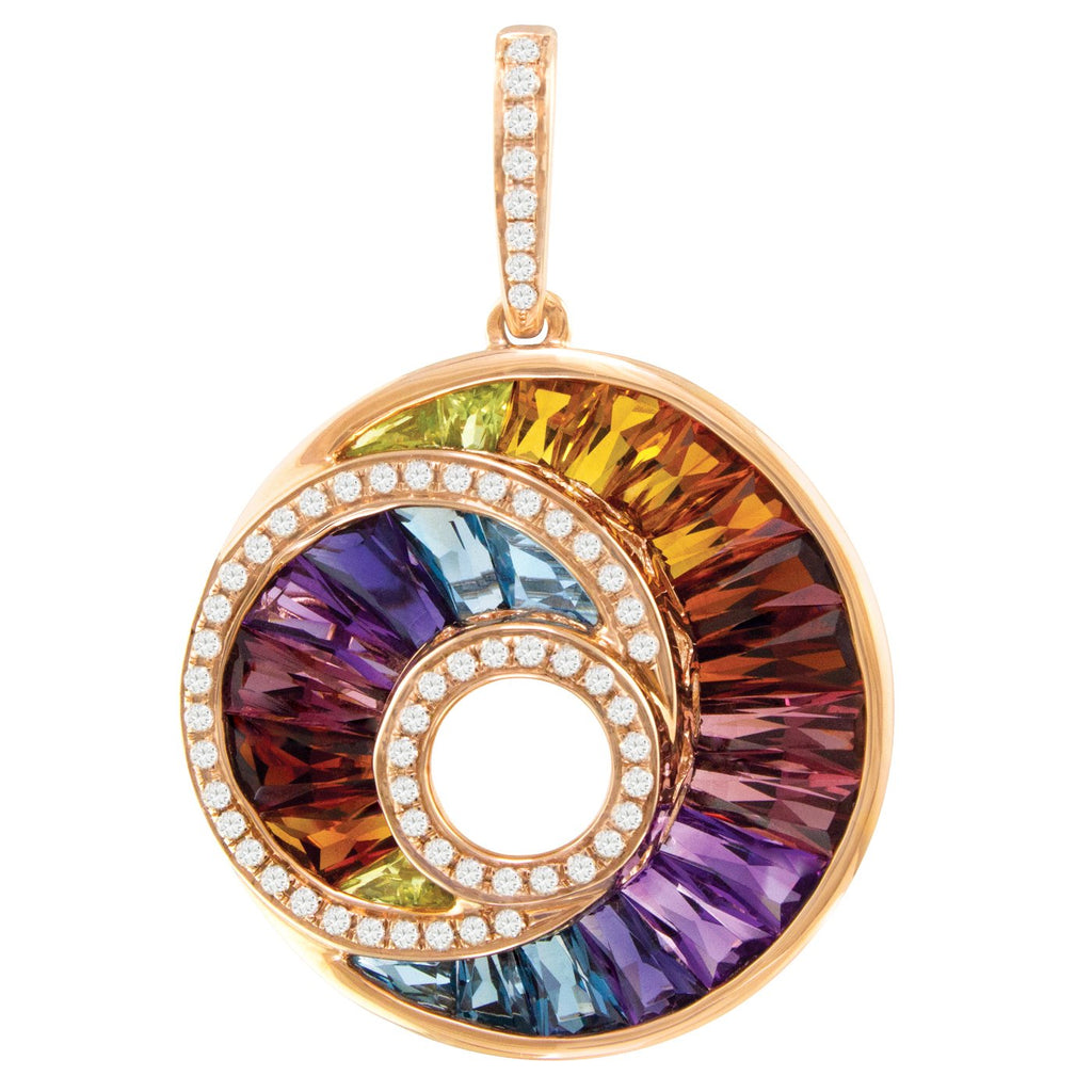BELLARRI The Cove - Enhancer (14kt Rose Gold, Diamonds, Multi Color Gemstones which are channel set in a concave manner)