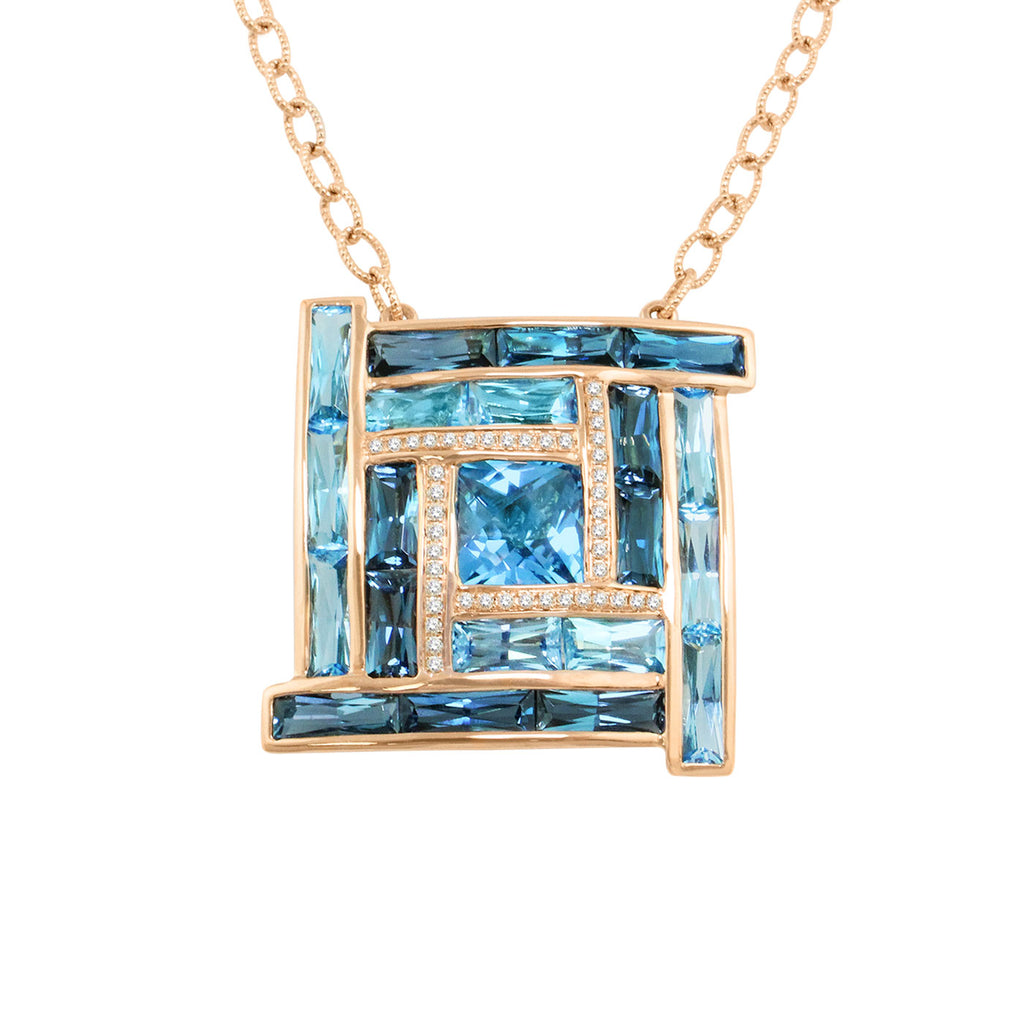 BELLARRI Galaxy of Love - Necklace (Rose Gold / Diamonds / Blue Topaz)