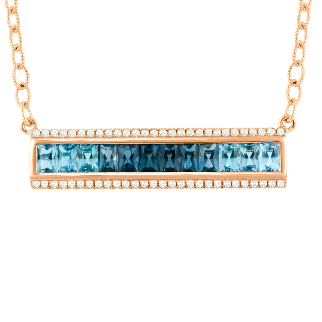 BELLARRI Eternal Love - Necklace (Rose Gold / Blue Topaz) Approximately 36mm length x 9mm width.