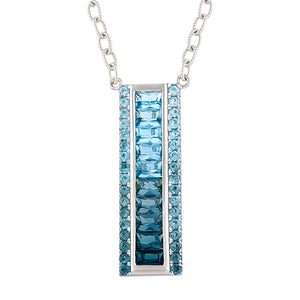 BELLARRI Eternal Love - Necklace (White Gold / Blue Topaz) vertical pendant