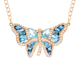BELLARRI Madame Butterfly - Necklace (Rose Gold / Diamonds /Blue Topaz)