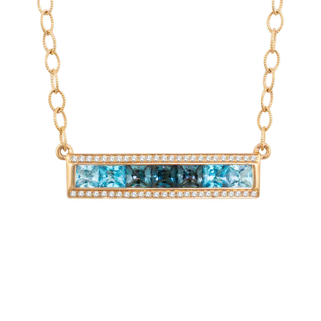 BELLARRI Eternal Love - Necklace (Rose Gold / Blue Topaz). Approximately 29mm length x 6mm width.