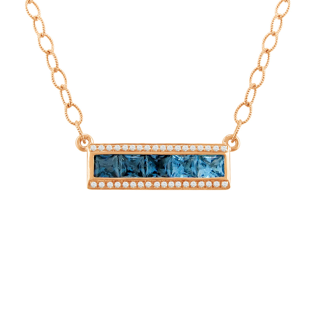 BELLARRI Eternal Love - Necklace (Rose Gold / Blue Topaz). Approximately 21mm length x 6mm width.