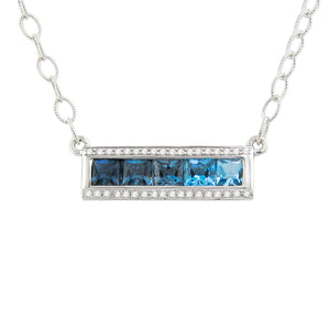 BELLARRI Eternal Love - Necklace (White Gold / Blue Topaz / Diamonds) horizontal pendant