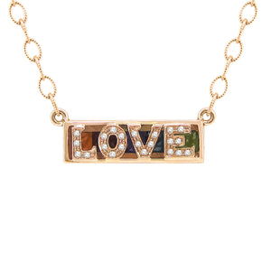 BELLARRI Eternal Love - LOVE Necklace. Rose Gold. (reversible / back view)