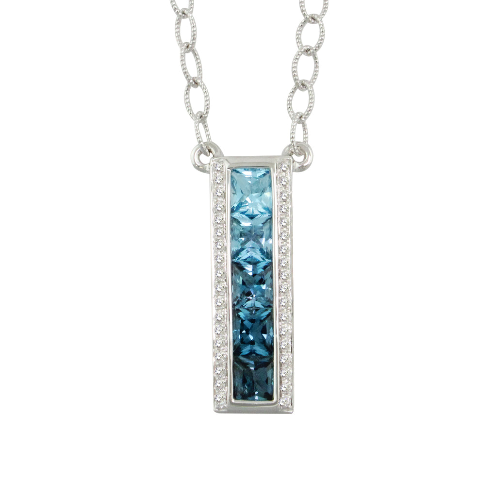 BELLARRI Eternal Love - Necklace (White Gold / Blue Topaz / Diamonds)  vertical pendant