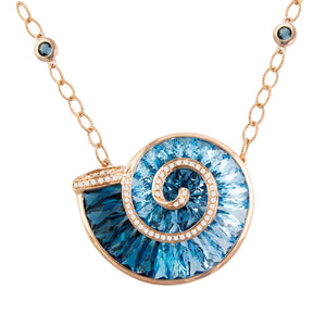 BELLARRI The Cove - Necklace (14kt Rose Gold, Diamonds, Blue Topaz)