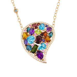 BELLARRI Amore Necklace - Rose Gold, Multi Color Gemstones, Diamonds