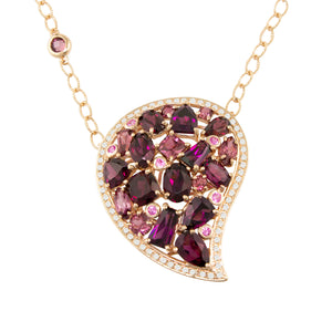 BELLARRI Amore Necklace - 14ky Rose Gold, Rhodolite, Pink Sapphires, Diamonds