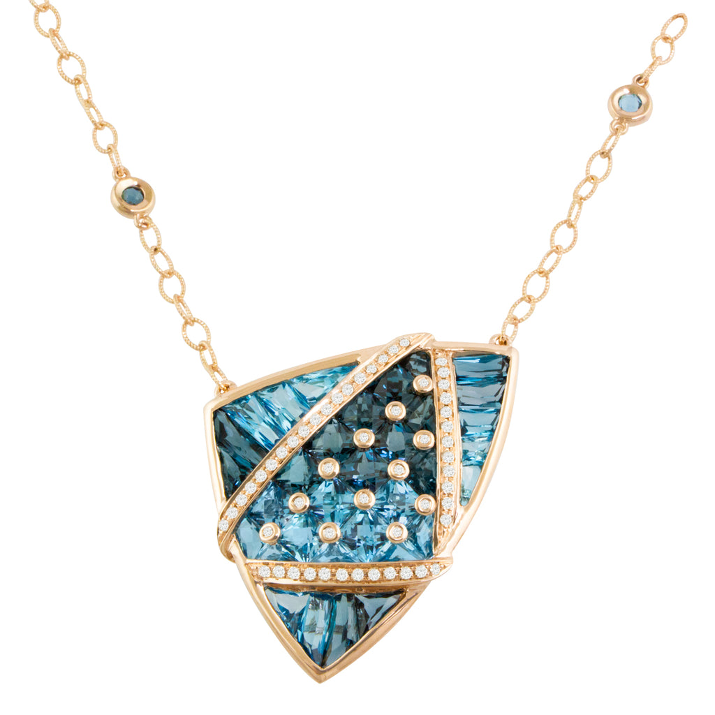 BELLARRI Fresco Necklace - Rose Gold, Diamonds, Blue Topaz