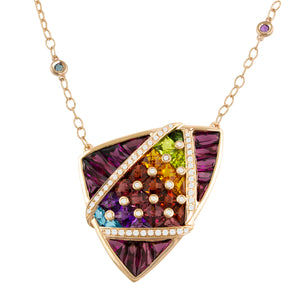 BELLARRI Fresco Necklace - 14kt Rose Gold, Diamonds, Multi Color Gemstones