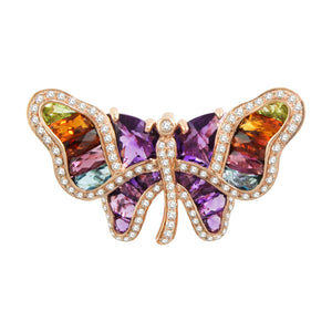 BELLARRI Madame Butterfly - Brooch / Pin / Rose Gold / Multi Color