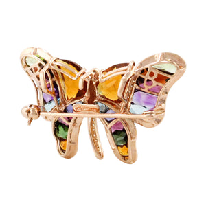 BELLARRI Madame Butterfly - Brooch / Pin / Multi Color / Rose Gold view of back
