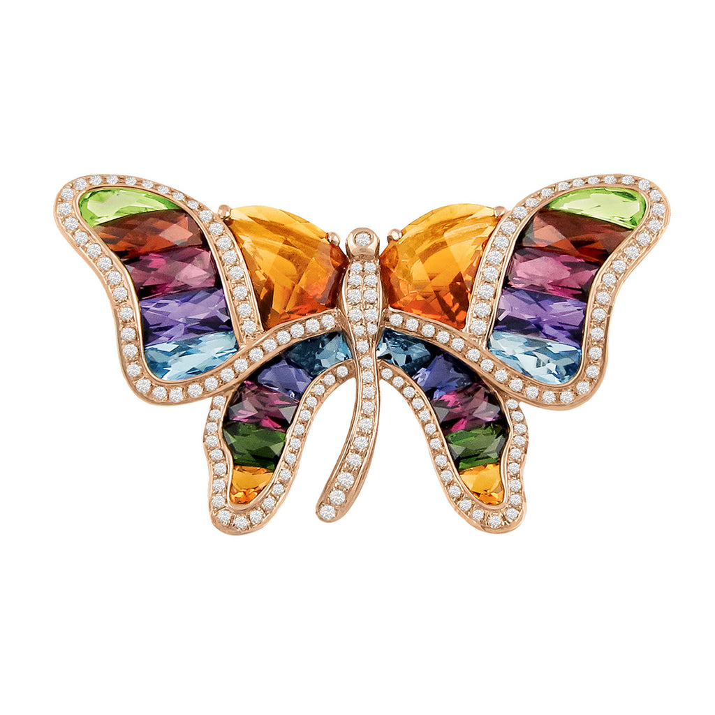 BELLARRI Madame Butterfly - Brooch / Pin / Multi Color / Rose Gold