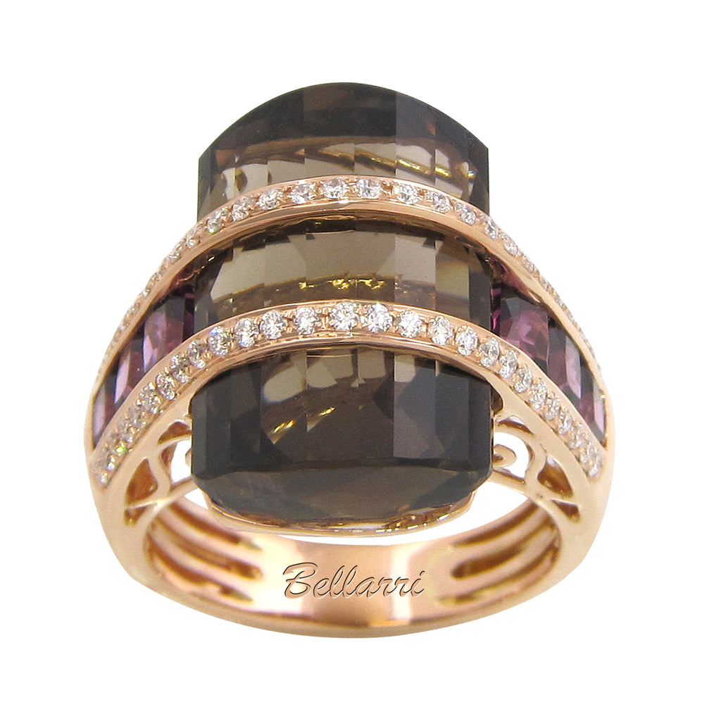 BELLARRI Tango Ring - Limited Edition (Rose Gold, Smokey Quartz, Rhodolite)