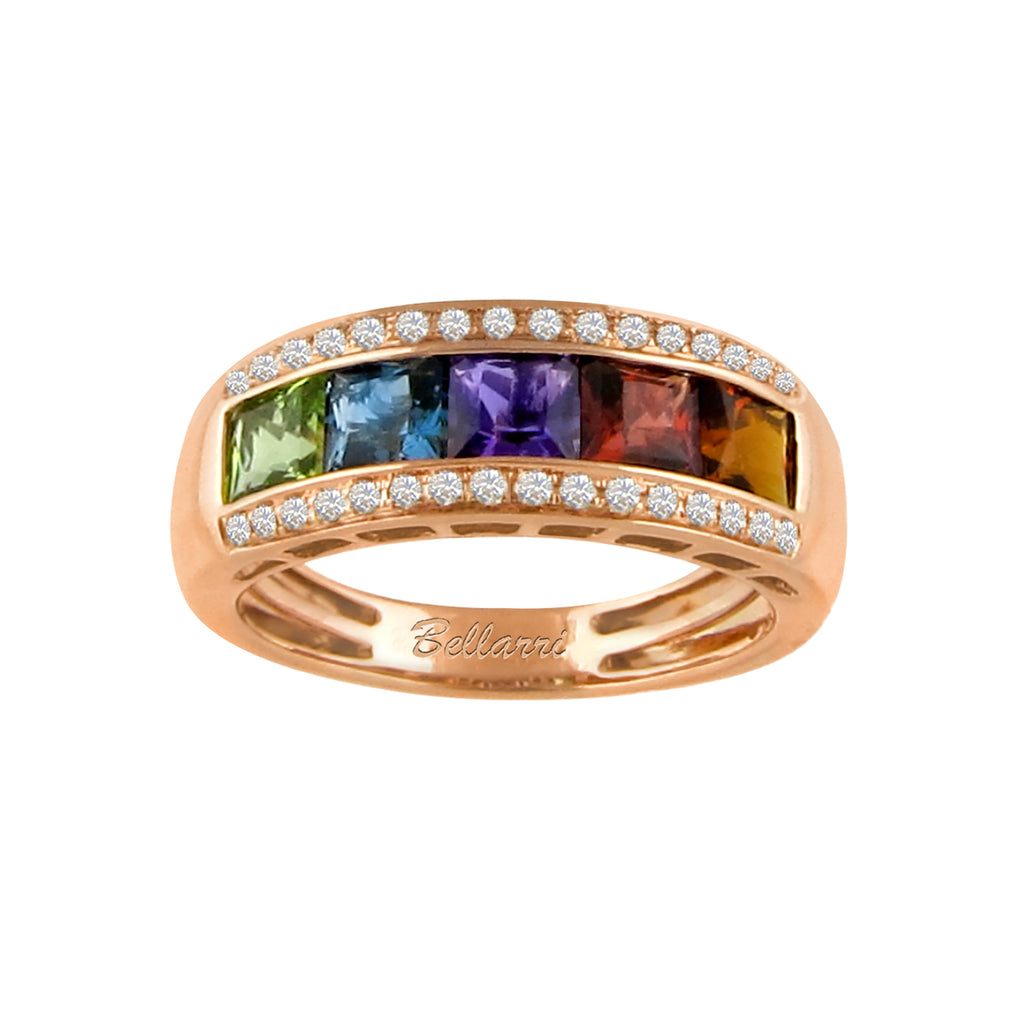 BELLARRI Eternal Love - Rose Gold / Multi Color Gemstone Ring