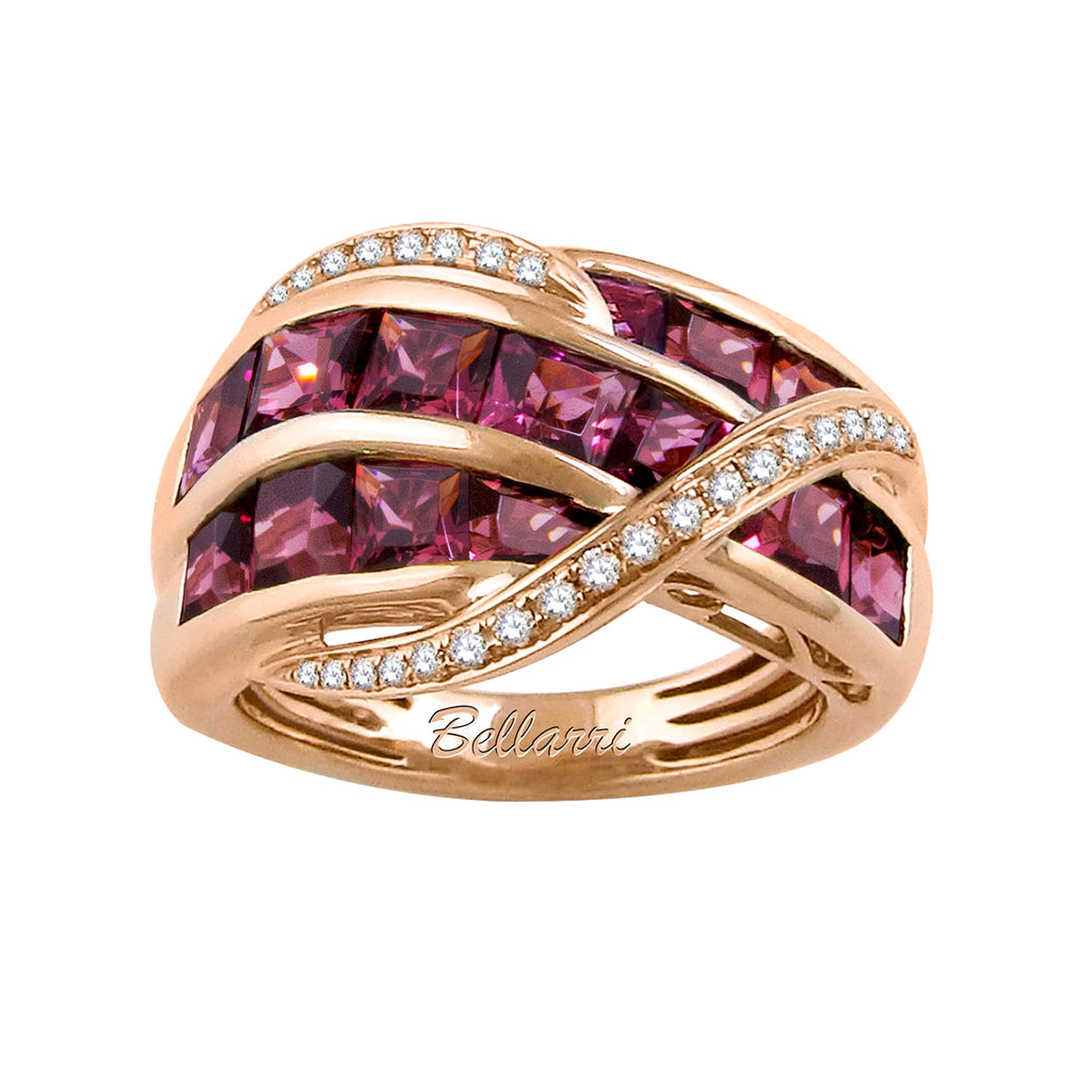 BELLARRI Capri - Ring (Rose Gold, Diamonds and Rhodolite)