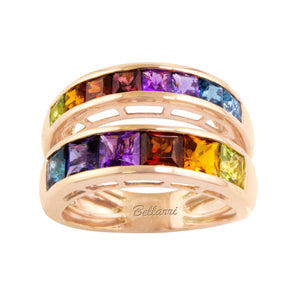 BELLARRI Eternal Love Ring - Rose Gold / Multi Color Gemstone